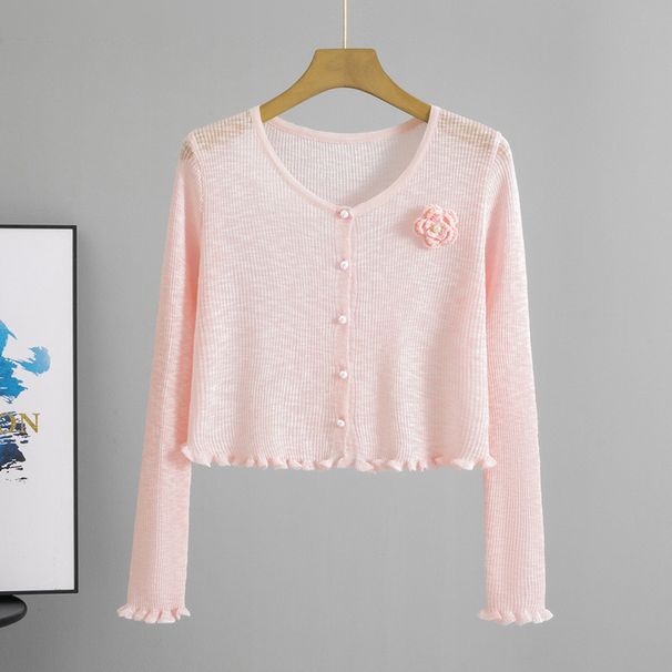 Women's Clothing Summer New Rose Sunscreen Air Conditioning Shirt Knitted Cardigan Shawl Thin Outer Cover_ecoleips.com