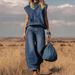 Fashionable Sleeveless Vest Top Wide Leg Denim Two Piece Set For Women New American Style_ecoleips.com