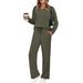 2026 Spring And Autumn Commuting Suit Women's Long-Sleeve Drawstring Solid Color Casual Pants Set Bestseller On_ecoleips.com