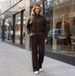 Women's Contrast Panel Shirt & Jogger Set – Oversized Button-Down Top With Elastic Cuff Pants, Relaxed Matching Outfit For Spring/Fall_ecoleips.com