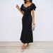 Independent Brand Summer New European And American Women's Clothing, Elegant Solid Color Heart-neck Short-sleeved_ecoleips.com