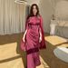 Elegant Long Sleeve Maxi Dress – Flowy & Graceful Women’s Dress For Spring & Summer (Red/Dark Blue/Light Blue/Burgundy/White/Black, Sizes S-XXL)_ecoleips.com