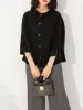 Miyake Pleated Autumn New Coat Women's 2023 French Retro Elastic Horizontal Fold Loose Large Size Single-breasted Versatile Top_ecoleips.com