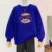 Women's Korean Style round Neck Fleece Lined Thickened Sweatshirt Autumn Winter Loose Letter Long Sleeve Top_ecoleips.com