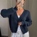 "Effortless Korean Cardigan – Women's Chunky Knit Button-Up Sweater (Navy Blue, S-XXL, V-Neck Open Front, Lazy Aesthetic)"_ecoleips.com