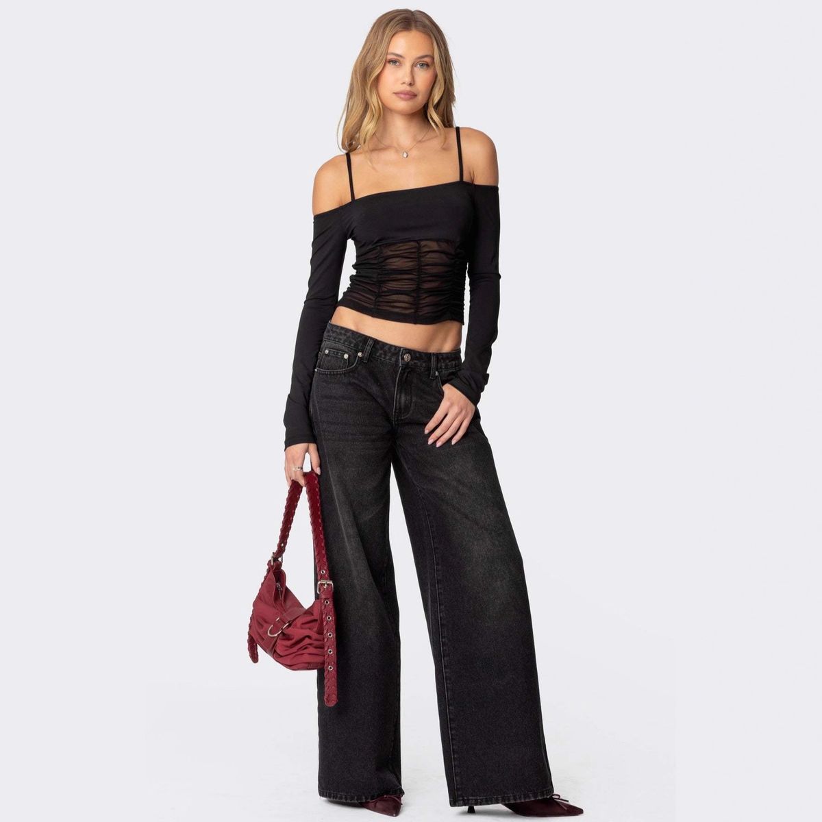 Women's Loose Wide Leg Denim Trousers Fashion Printed Jeans Ladies High Waist Straight Leg Pants_ecoleips.com