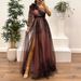 Off-Shoulder Chiffon Maxi – Gradient Print Dress For Berlin Gallery Nights & LA Rooftop Mixers NO BELT_ecoleips.com