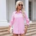 2026 Custom Processing European And American Foreign Trade White For Women, Mid-Length BF Style Loose Long Sleeve_ecoleips.com