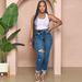 Women's Clothing Ripped High Waist Jeans Slim Fit Slim Design Trousers_ecoleips.com