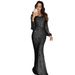 Women's Clothing Long Skirt Evening Dress Long Sleeved Tassel Dinner Dress_ecoleips.com