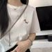 Women's Embroidered Pony Short Sleeve T-Shirt Pure Cotton White Loose Fit Versatile Couple Outfit Top Plus Size New Style_ecoleips.com