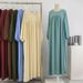 Women's Clothing Muslim Loose Large Size Long Sleeved Solid Color Pullover Robe Skirt Spring And Autumn Knee Length Skirt Dress_ecoleips.com
