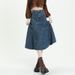 2026 New Denim Midi Skirt For Women, Mid To Long, With A Sense Of Design And Splicing Of A-line Large Swing Ruffle Edge Skirt For Summer_ecoleips.com