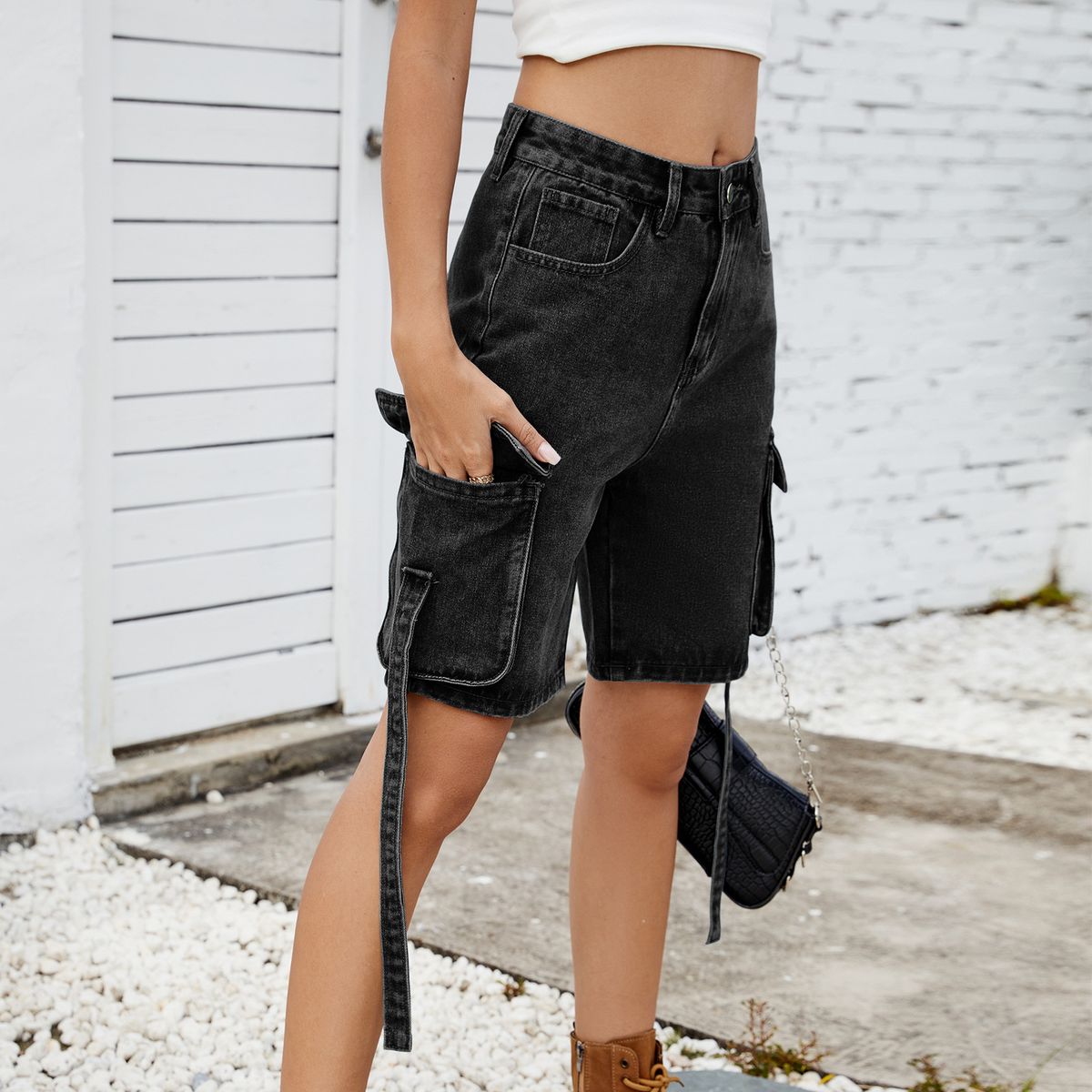Women's Clothing Women's Summer New Fashion Washed Denim Workwear Shorts_ecoleips.com