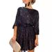 Sparkle And Shine: Elegant Sequin Cocktail Party Dress For Women - Round Neck A-Line Midi Dress With 3/4 Sleeves_ecoleips.com