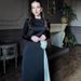 Women's Clothing Spring Slim Fit Women's Modest Abaya Dress Long Dress Large Floral Color Block Black White Style Muslim Fashion_ecoleips.com
