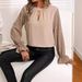 Women's Fashionable Casual Long Sleeve Shirt Spring Autumn Flared Pearl Detail_ecoleips.com