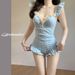 Women's Solid Color One Piece Swimsuit Halter Neck Slimming Sexy Alluring Perfect For Vacations And Hot Springs_ecoleips.com
