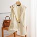 Women's Solid Black Suit Collar Vest Button down Elegant Commuter Outerwear for Spring And Autumn_ecoleips.com
