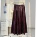 Verve 2025 Autumn New Leather Long Irregular Pleated A-line Flared Skirt_ecoleips.com