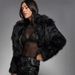 Faux Fox Fur Jacket Women's Winter Coat Short Padded Faux Fur Coat With Notched Lapel, Warm Fluffy Outerwear (Multiple Colors & Sizes)_ecoleips.com