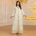Women's Clothing Muslim Robe Spring New Jacquard Chiffon Sequin Ribbon Long Skirt_ecoleips.com