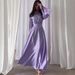 Women's Flowy Long-Sleeve Dress With Elastic Waist – Breathable Knit Fabric, Solid Color Maxi Dress For Summer, Boho & Vacation Style_ecoleips.com