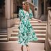 Women Elegant Waist‑Defined V‑Neck Printed Maxi Dress Slim Fit Summer Casual Vacation Long Dress_ecoleips.com