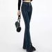 Sexy Slim-fit Women's Jeans Front Side Seams, Slimming Height-enhancing, With A Cross-design Slit And Slight Flare_ecoleips.com