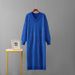 Heavy Duty Diamond Knitted Long Skirt for Women V Neck Fashionable Loose Slim Temperament Outerwear Cross Border European Goods_ecoleips.com