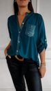 2025 Spring/Summer Women's Loose Casual Embroidered Sleeve Shirt_ecoleips.com