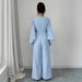 Elegant Temperament Women's Long Sleeve Jumpsuit Solid Color Round Neck Slim Waist Wide Leg Spring Autumn American Style_ecoleips.com