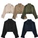 Women's Short Trench Coat – Slim Fit Casual Blazer Jacket With Belt, Double Breasted, (Black, Khaki, Dark Brown, Navy, Army Green)_ecoleips.com