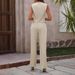Tailored Stretch Vest & Trousers Set (Beige/Lavender, S-Xxl) – Office Chic With Comfort, Polyester-Spandex Blend, Lightweight Suiting_ecoleips.com
