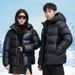 Black Gold Label Short Winter Coat for Women Glossy Thick Warm Outdoor Puffer Jacket Couple Style Warmth Guaranteed_ecoleips.com