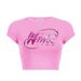 American Style INS Women's Summer New Letter Print Slim Fit Hot Girl Crop Top Round Neck Short Sleeve T-Shirt For Women_ecoleips.com