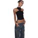 Cross-border European And American Style 2025 Spring-summer New Women's Fashion Simple Solid Color Sexy Cropped_ecoleips.com