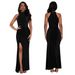 Women's Sexy Off-Shoulder Rhinestone Beaded Slit Dress C7706 Fashion For Party Wear_ecoleips.com
