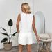 Women's Clothing Summer New Casual Comfortable Daily Embroidery Sleeveless Vest Shorts Two Piece Suit For Women_ecoleips.com