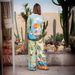 Women's Clothing fashion personality printed linen color matching holiday leisure tether suit_ecoleips.com
