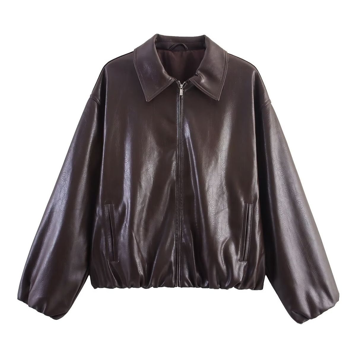 Women's Clothing Faux Leather Bomber Jacket American Style Fashionable Outerwear Casual Elegant Spring/Autumn Summer_ecoleips.com