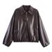 Women's Clothing Faux Leather Bomber Jacket American Style Fashionable Outerwear Casual Elegant Spring/Autumn Summer_ecoleips.com