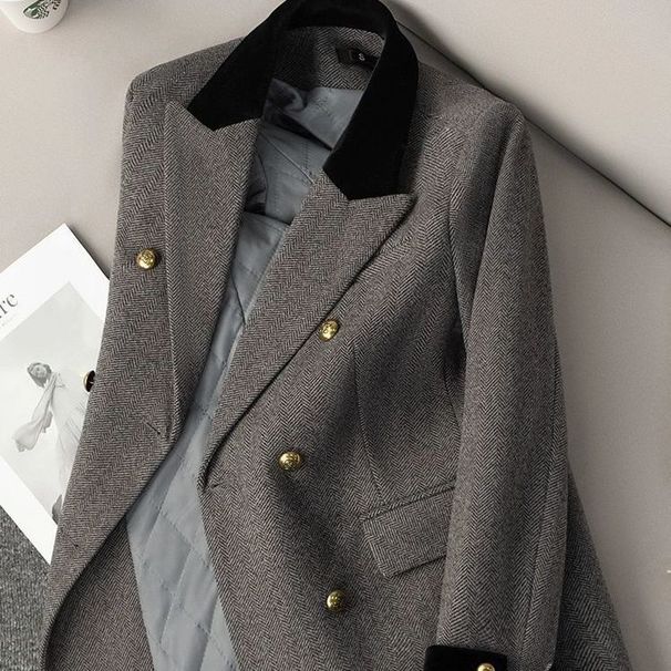 2025 Autumn/Winter New Gray Women's Suit Jacket, Stylish Casual Loose-Fit Design_ecoleips.com