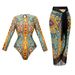 Russian Women's Long Sleeve Swimsuit Kupalnik European American Style Sun Protection Beach Dress Set Summer Autumn Polyester_ecoleips.com