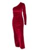 Women Elegant Long Sleeve Party Evening Velvet Bodycon Split Pencil Midi Dress 2024 Spring Autumn Clothes_ecoleips.com