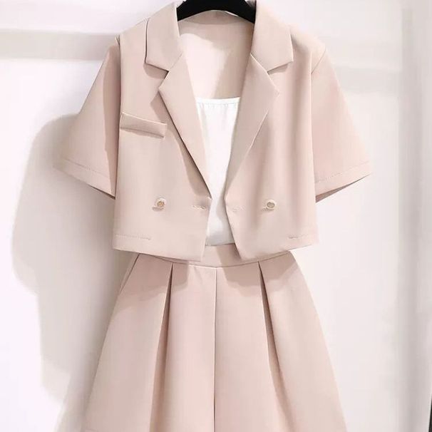 Women's Clothing Thin Small Suit Light Two Piece Suit New Summer Fashion Short Sleeved Shorts Small Stylish Suit_ecoleips.com