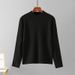 Women's Japanese Korean Style Semi High Neck Knitted Sweater round Neck Long Sleeve Solid Color Base Layer Shirt Loose Fit for Autumn Winter_ecoleips.com