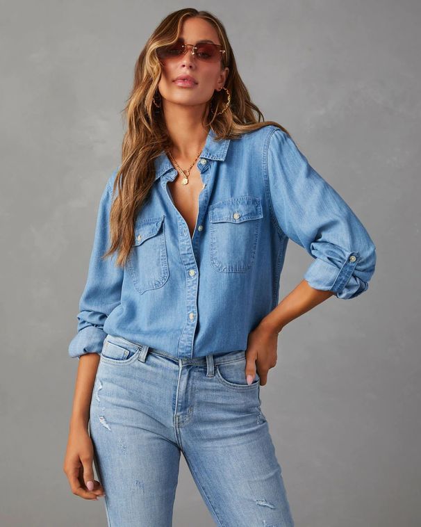 Women's Clothing Women's Long Sleeved Denim Shirt Casual Lapel Single Breasted European And American Style Autumn Fashion_ecoleips.com