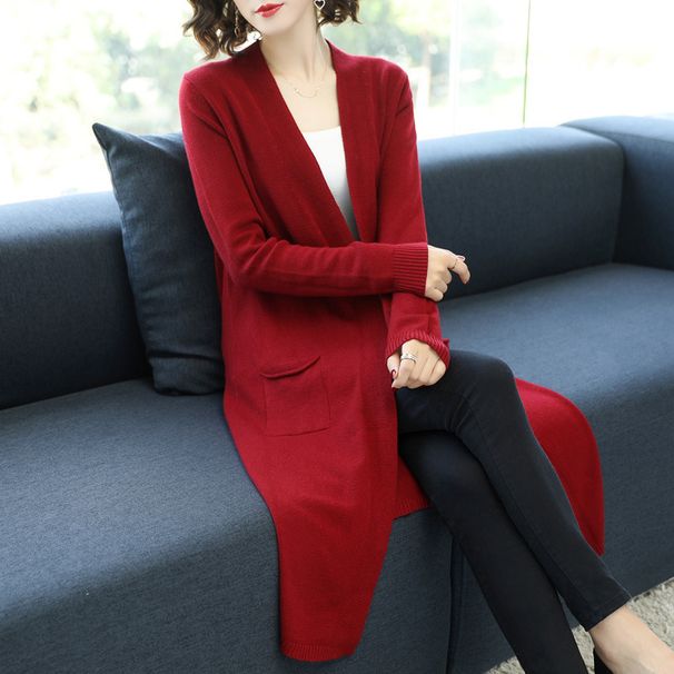 Women's Mid-Length Shawl Coat Sweater Elegant Outerwear Knitted Cardigan Loose Trench Coat Autumn/Winter New_ecoleips.com
