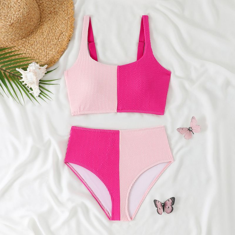 Women's Clothing High-Waisted Bikini Confidence Set – Sexy Two-Piece Swimsuit With Solid Colors (S-XL, 4 Colors)_ecoleips.com
